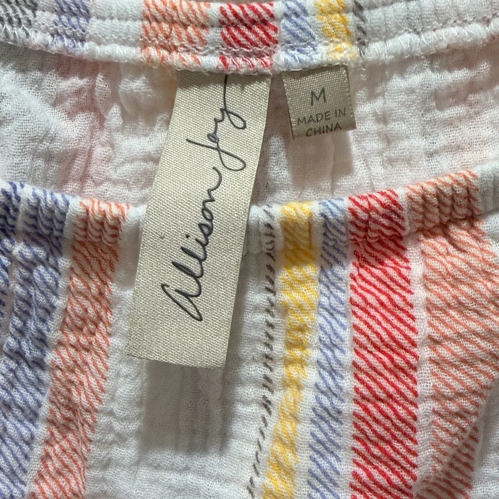 Allison Joy Striped Off Shoulder Ruffle Cotton Top M Summer Picnic Ready!